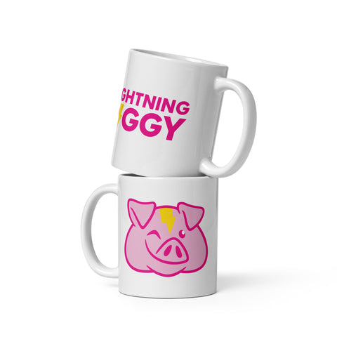 Lightning Piggy White Glossy Mug