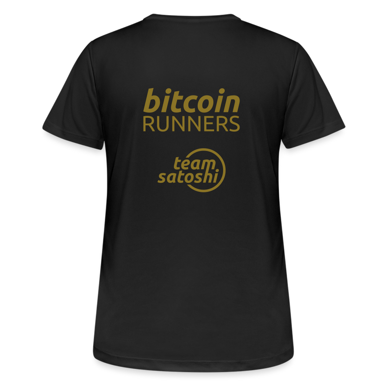 Bitcoin Runners Women’s Breathable T-Shirt Back and Front - black