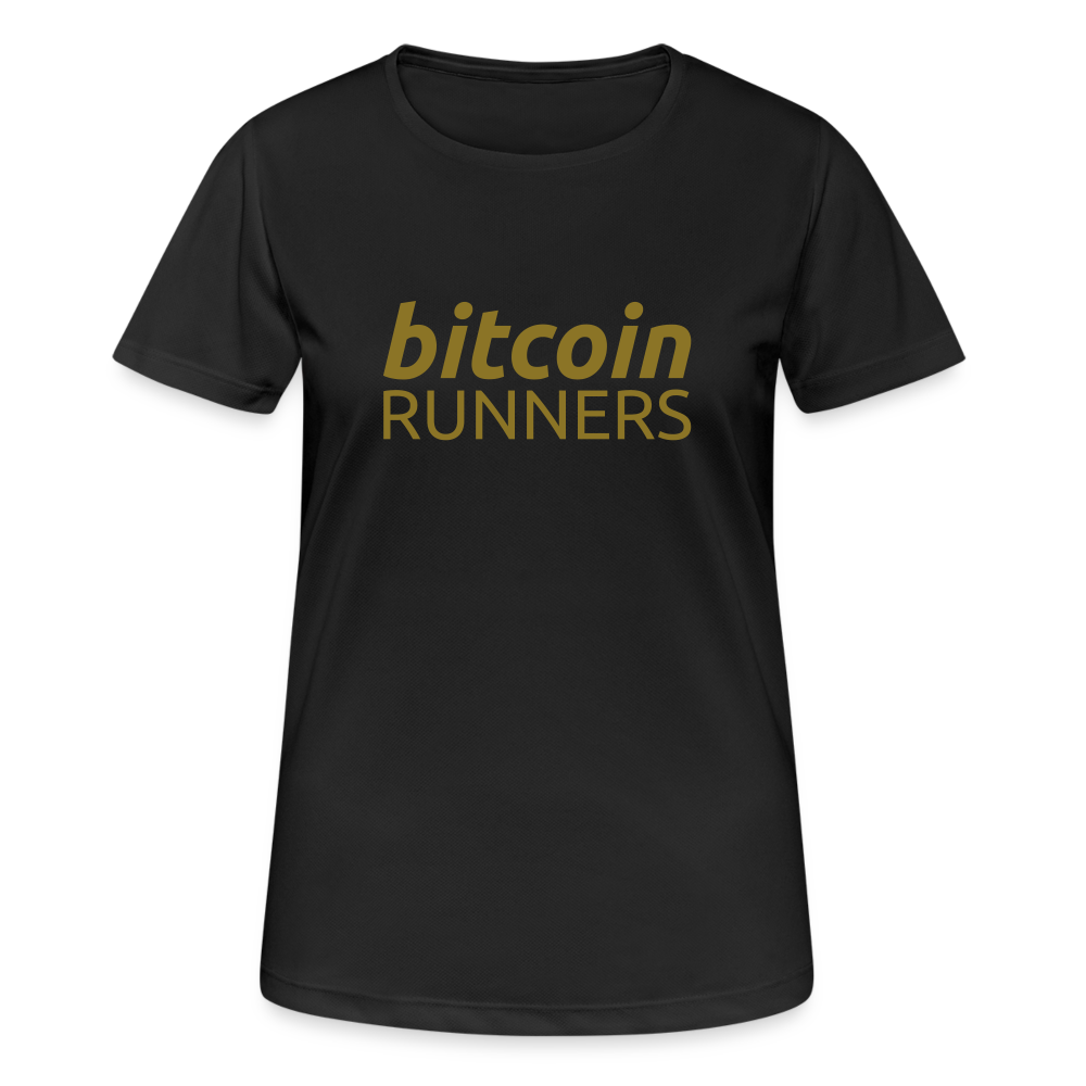 Bitcoin Runners Women’s Breathable T-Shirt Back and Front - black