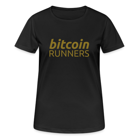 Bitcoin Runners Women’s Breathable T-Shirt Back and Front - black