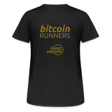 Bitcoin Runners Women’s Breathable T-Shirt Back and Front - black