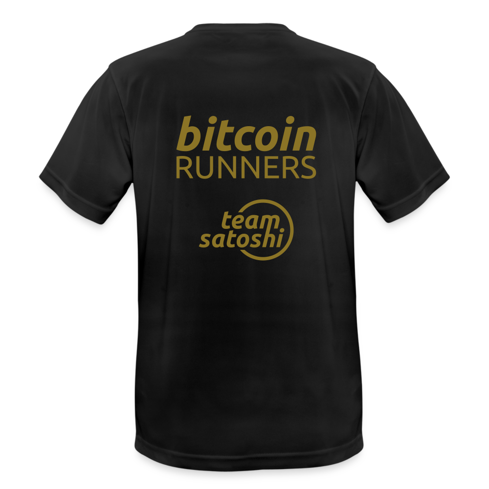 Bitcoin Runners Men’s Breathable T-Shirt Back and Front - black