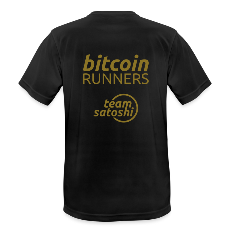 Bitcoin Runners Men’s Breathable T-Shirt Back and Front - black