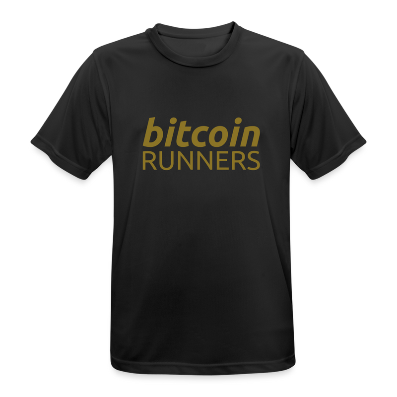 Bitcoin Runners Men’s Breathable T-Shirt Back and Front - black