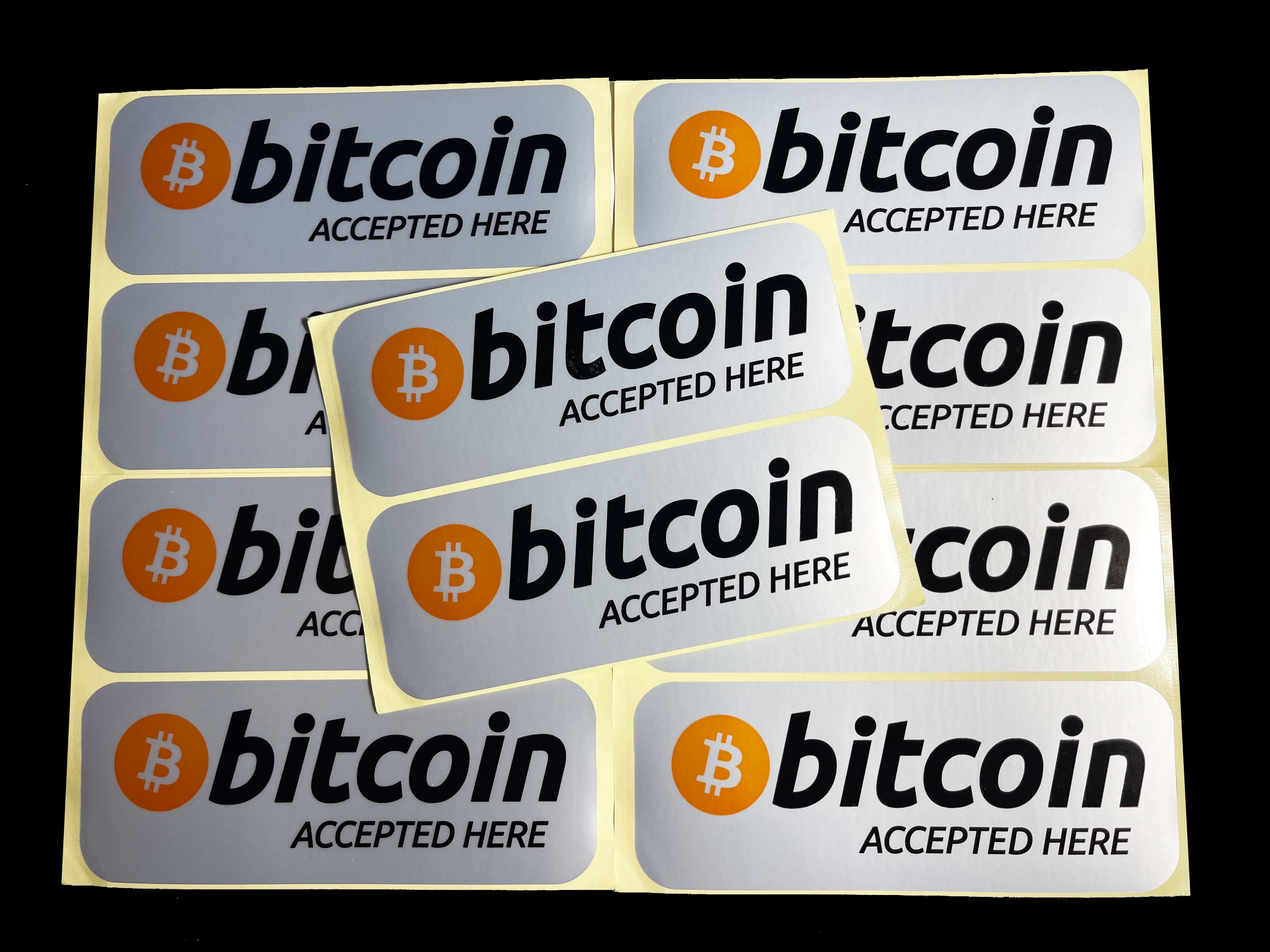 12 Pack - Bitcoin Logo Sticker Decal - Orange/White Crypto Laptop Payment Stickers