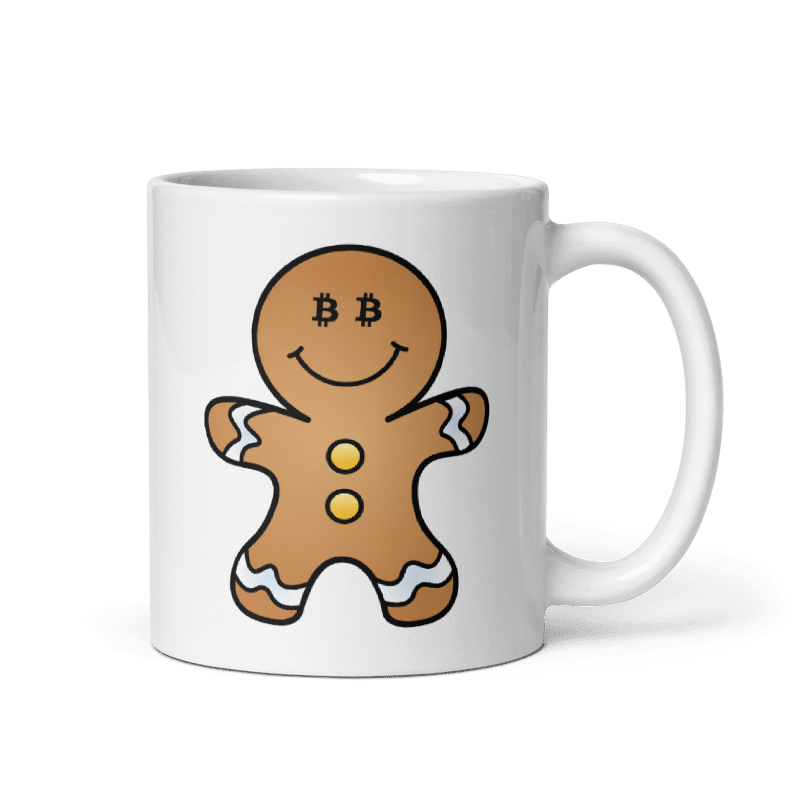 Bitcoin Christmas Gingerbread White Glossy Mug