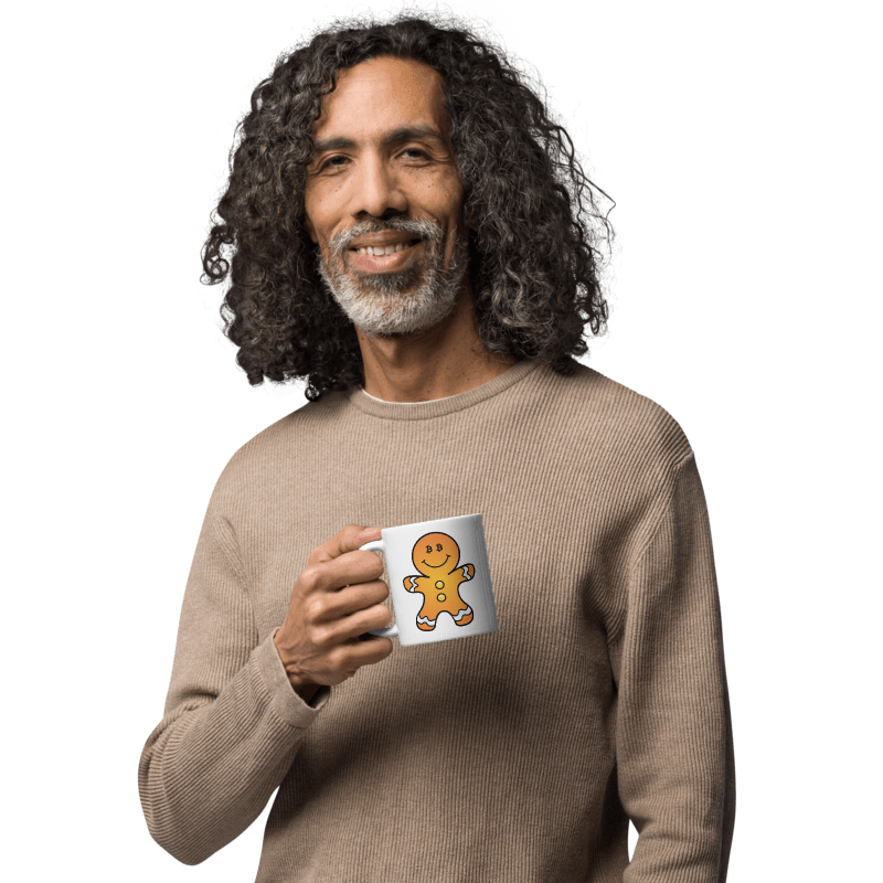Bitcoin Christmas Gingerbread White Glossy Mug