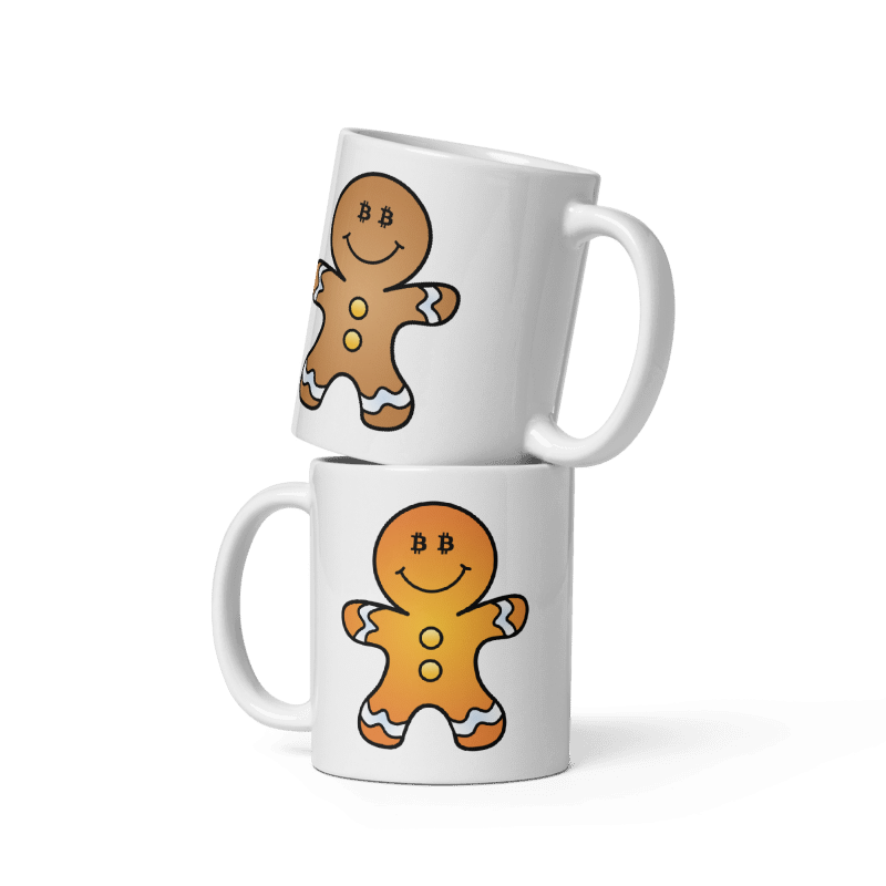 Bitcoin Christmas Gingerbread White Glossy Mug