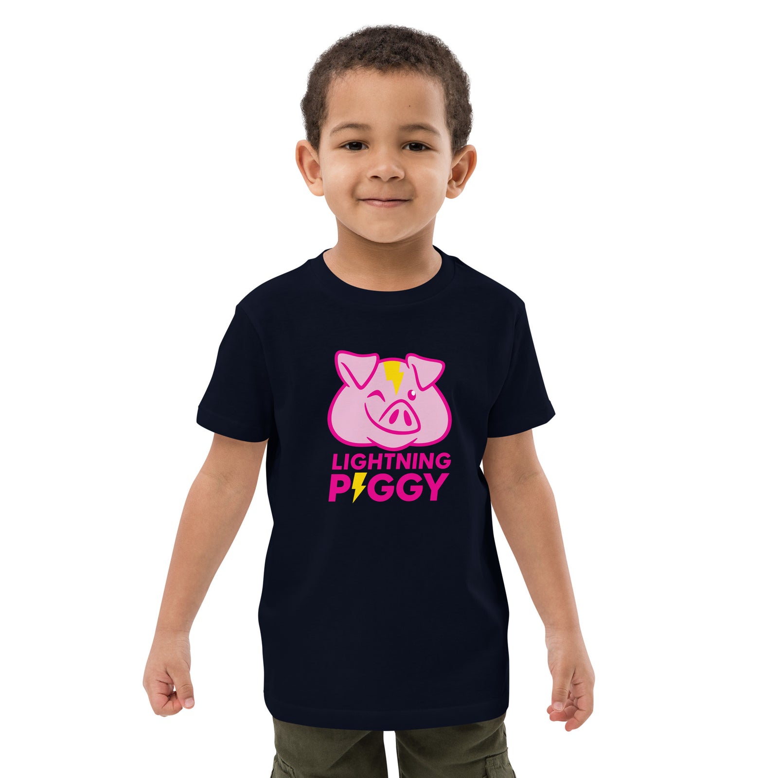 Lightning Piggy Organic Cotton Kids Bitcoin T-Shirt