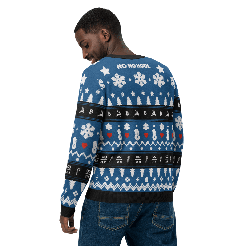 Christmas Xmas Bitcoin knitted crew neck sweater - unisex blue