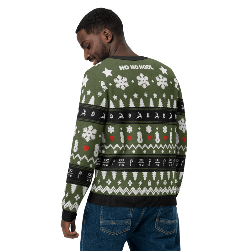 Christmas Xmas Bitcoin knitted crew neck sweater - unisex green