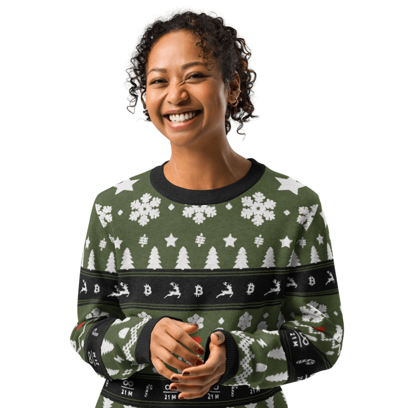 Christmas Xmas Bitcoin knitted crew neck sweater - unisex green