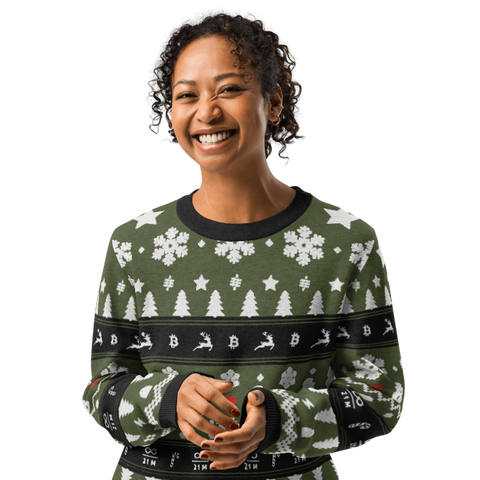 Christmas Xmas Bitcoin knitted crew neck sweater - unisex green