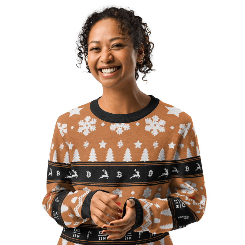 Christmas Xmas Bitcoin knitted crew neck sweater - unisex orange