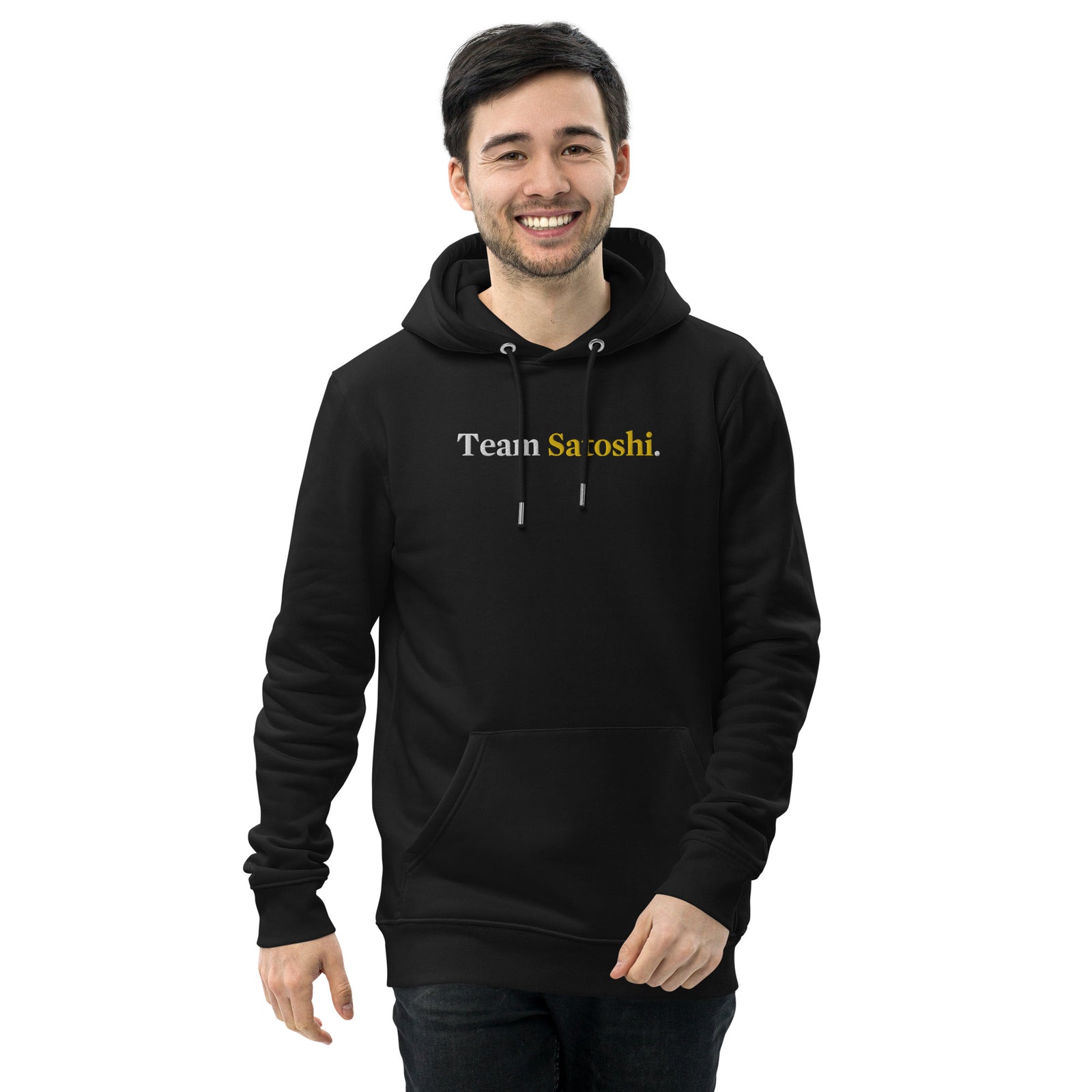 Coinfinity Team Satoshi Embroidered Men's Organic Pullover Bitcoin Hoodie with Pouch Pocket