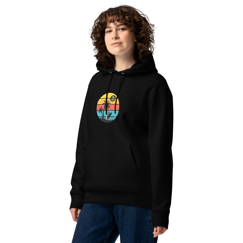 Bitcoin Retro Surfing Frauen Bio Pullover Hoodie
