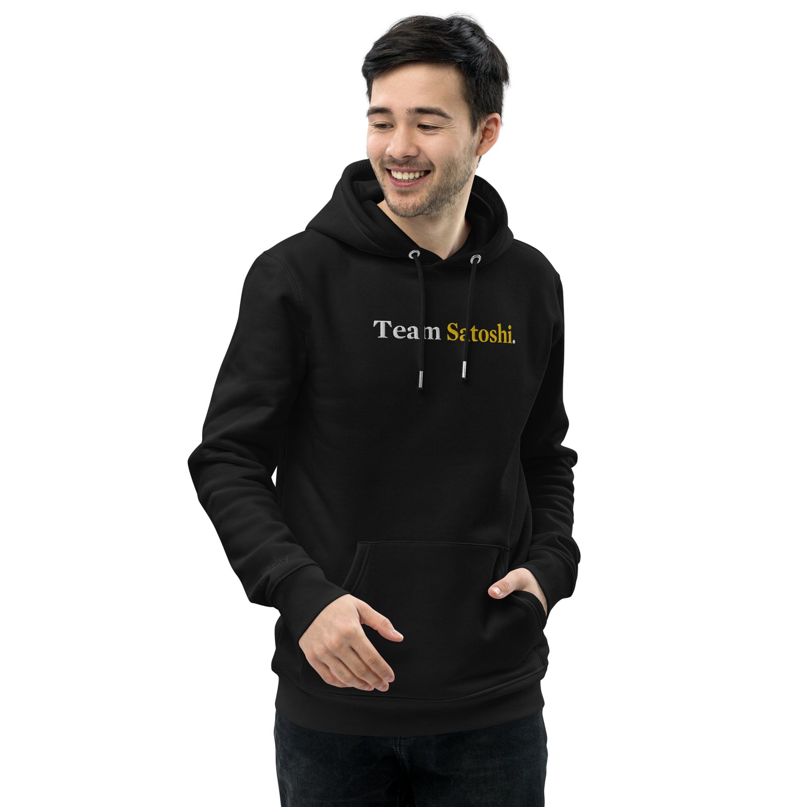 Coinfinity Team Satoshi Embroidered Men's Organic Pullover Bitcoin Hoodie with Pouch Pocket