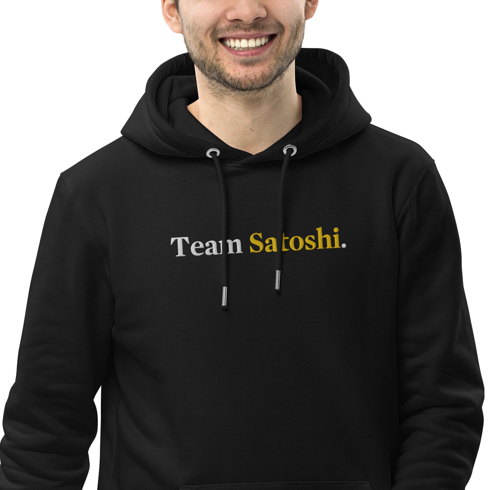 Coinfinity Team Satoshi Embroidered Men's Organic Pullover Bitcoin Hoodie with Pouch Pocket
