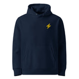 Bitcoin Lightning Stickerei Männer Bio Pullover Hoodie