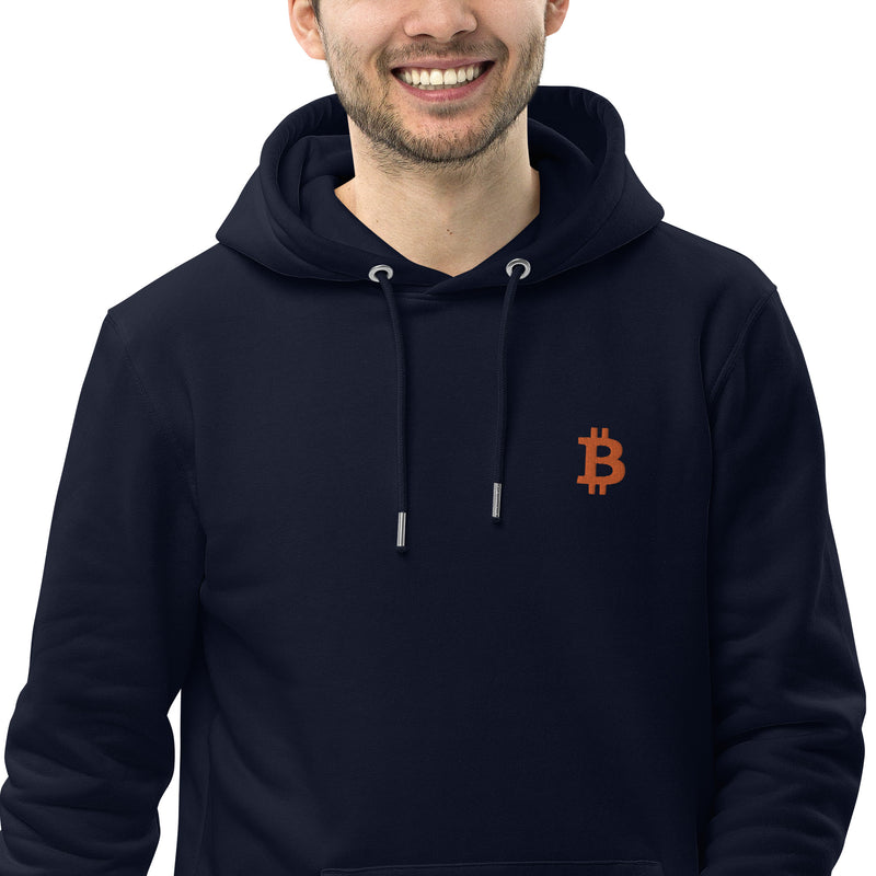 Bitcoin Embroidered Men's Organic Pullover Hoodie
