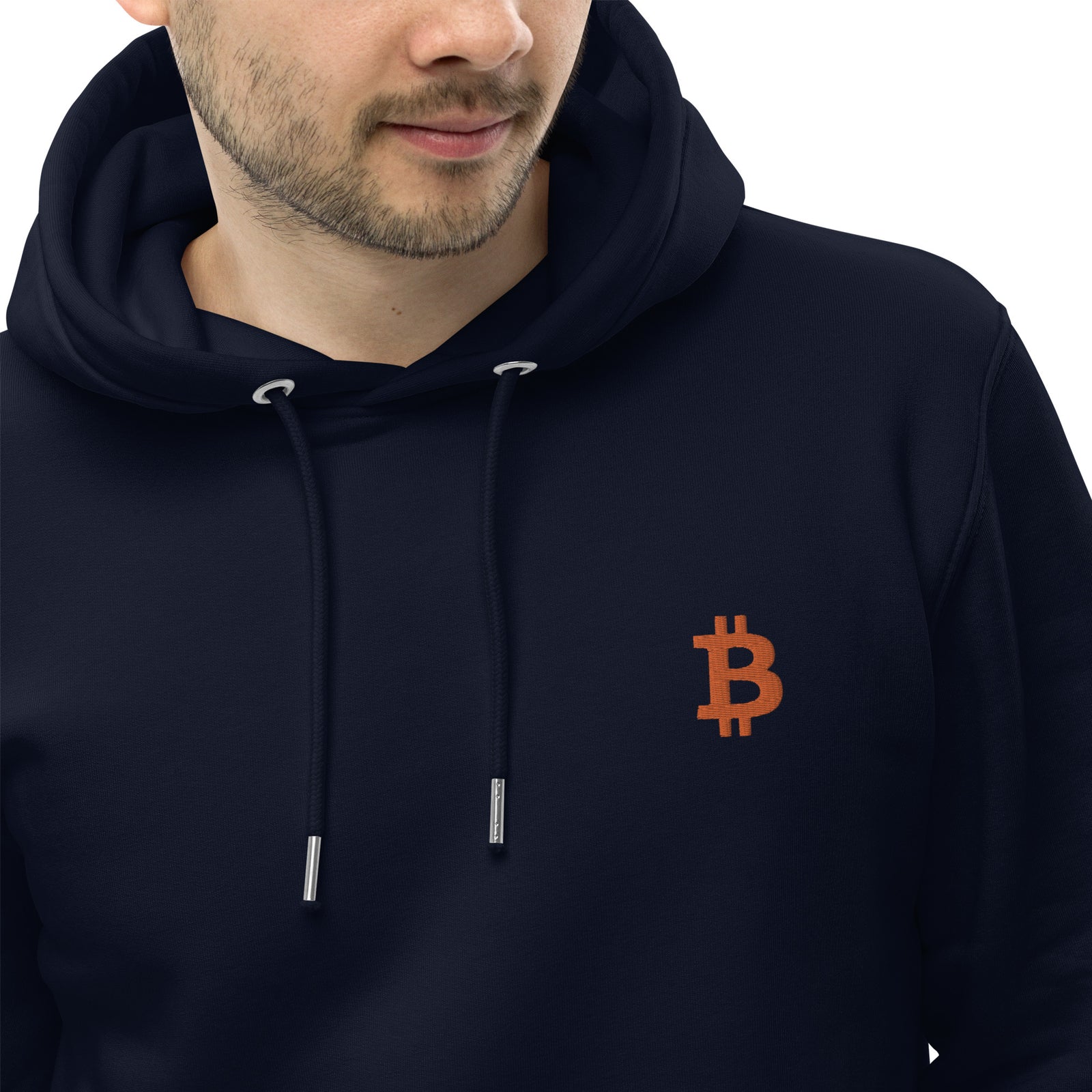 Bitcoin Embroidered Men's Organic Pullover Hoodie