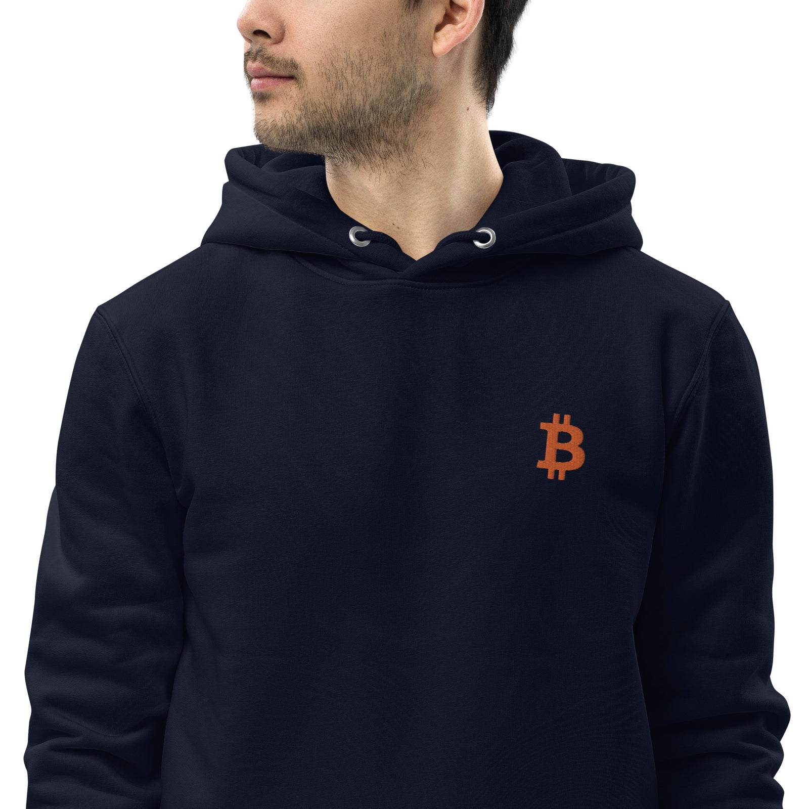 Bitcoin Embroidered Men's Organic Pullover Hoodie