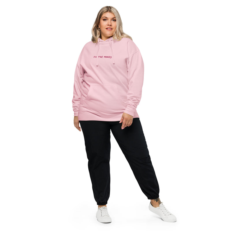 Fix The Money. Embroidered Women's Organic Pullover with Pouch Pocket | Bitcoin Hoodie