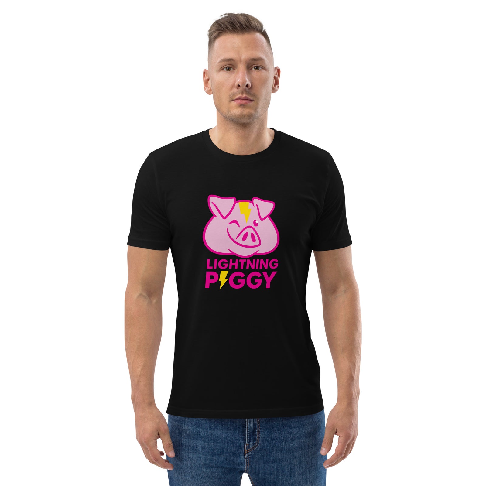 Lightning Piggy Men's Organic Cotton | Bitcoin T-Shirt