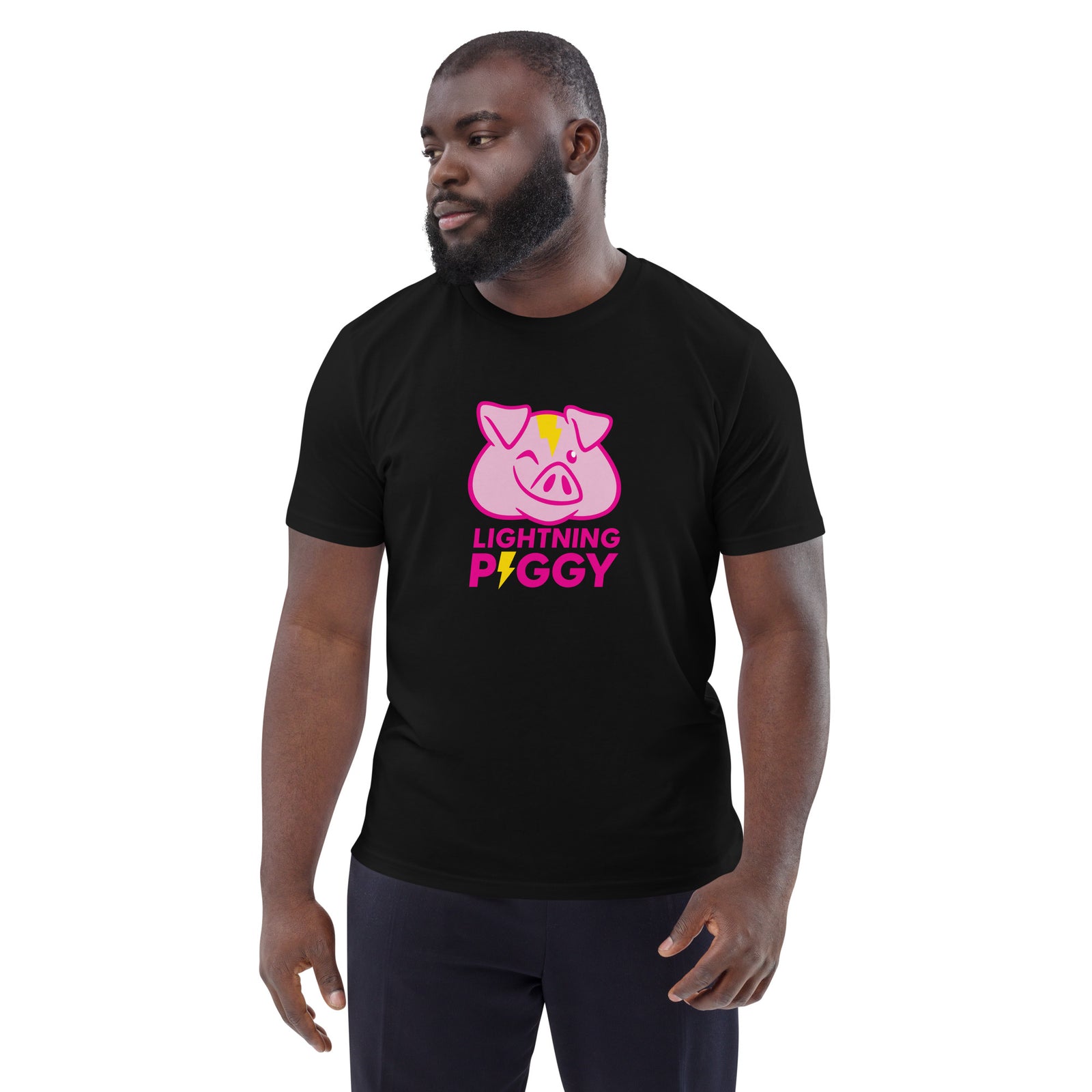 Lightning Piggy Men's Organic Cotton | Bitcoin T-Shirt