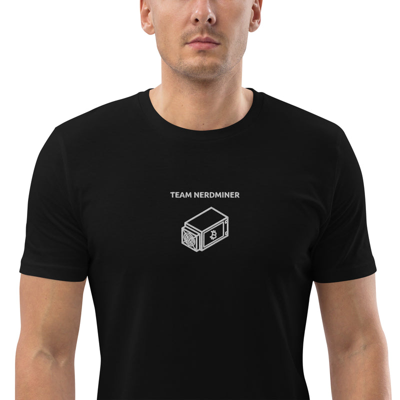 Team Nerdminer Embroidered Men's Organic Cotton | Bitcoin T-Shirt
