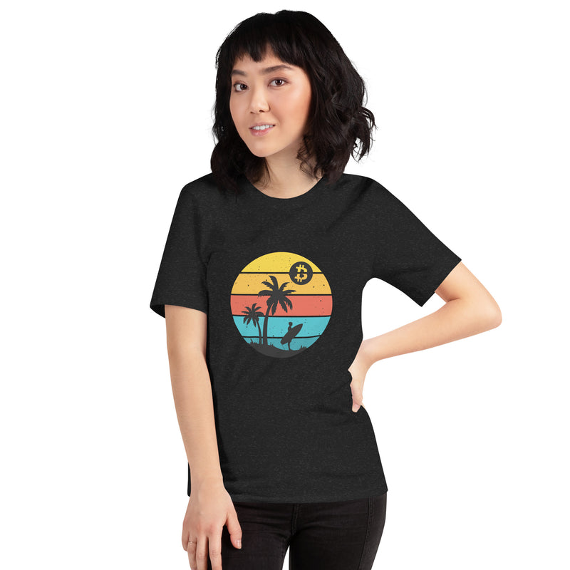 Bitcoin Retro Surfing Basic Bio-T-Shirt für Frauen
