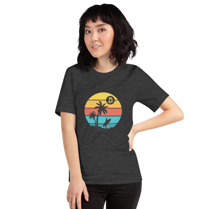Bitcoin Retro Surfing Basic Bio-T-Shirt für Frauen