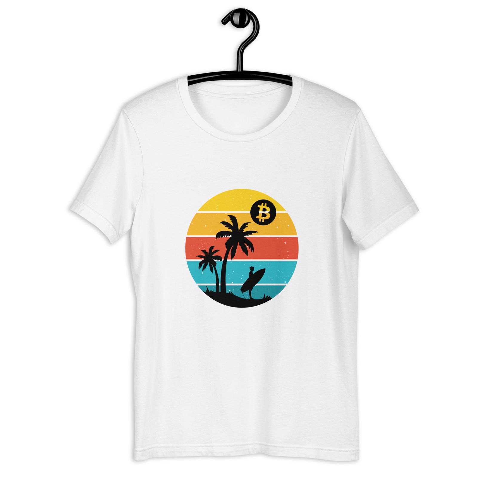Bitcoin Retro Surfing Basic Bio-T-Shirt für Frauen
