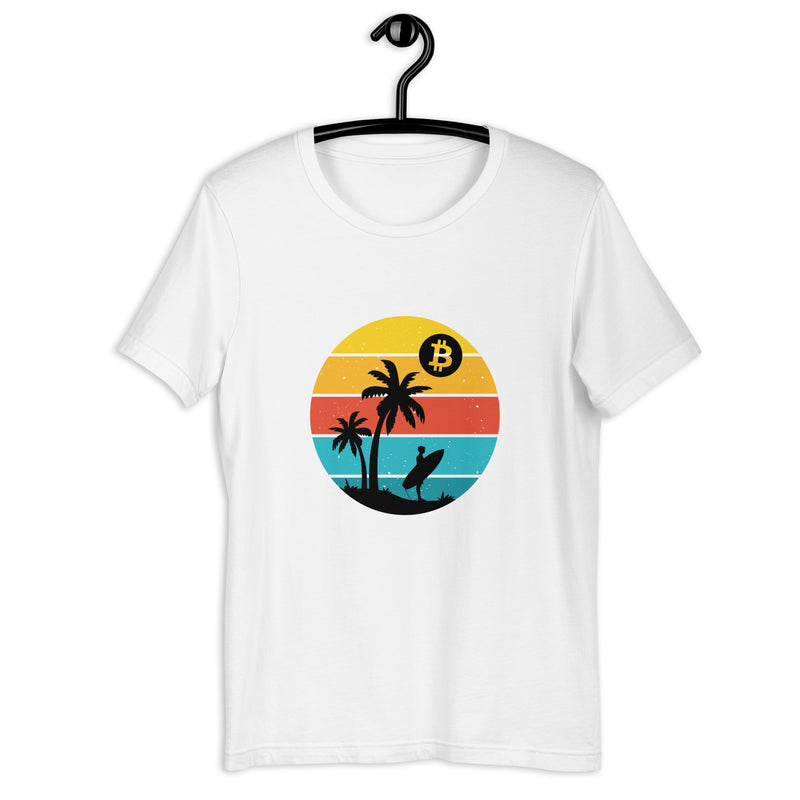 Bitcoin Retro Surfing Basic Bio-T-Shirt für Frauen