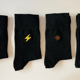 Pairs of Bitcoin Socks with Embroidered Symbols