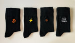 Pairs of Bitcoin Socks with Embroidered Symbols