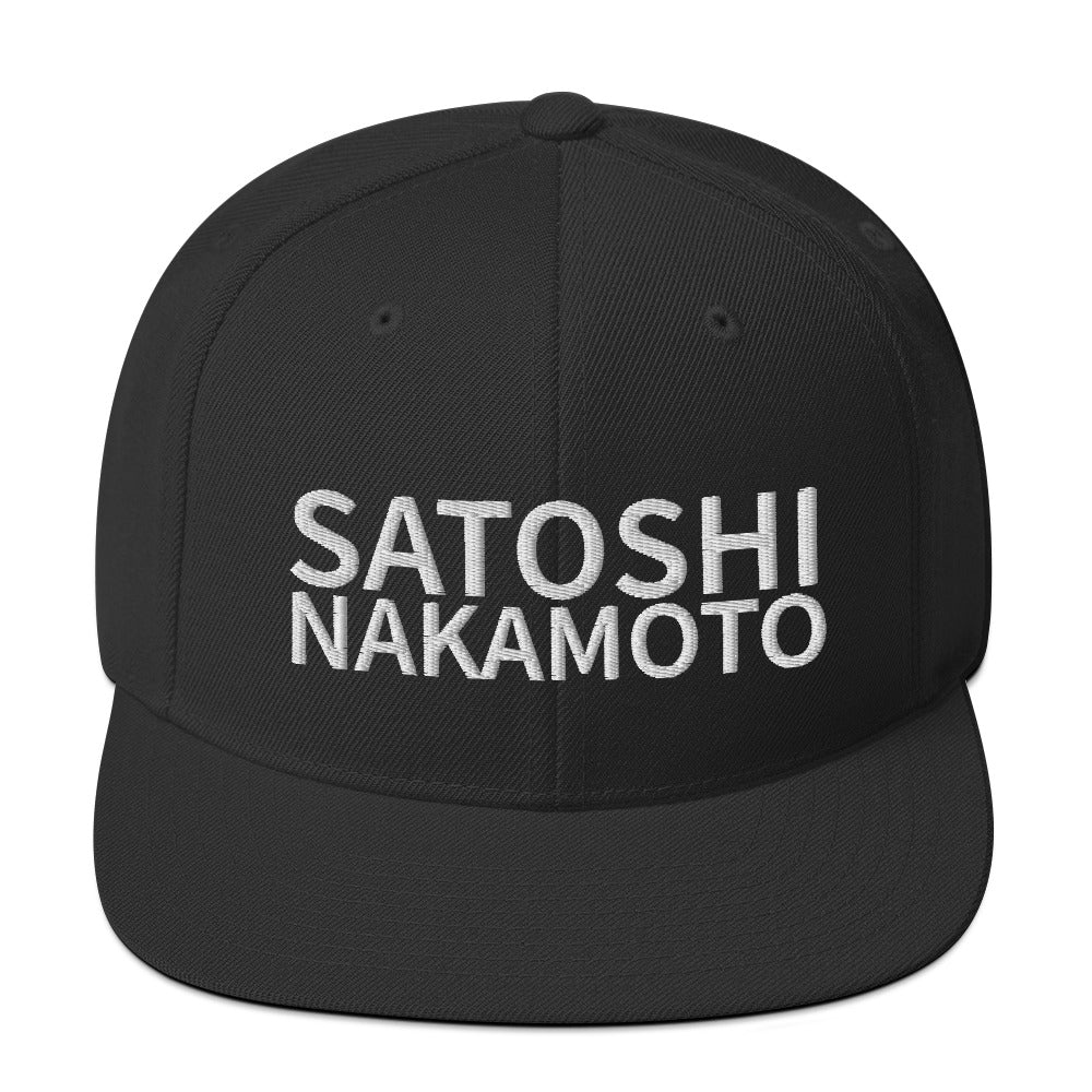 Satoshi Nakamoto Structured Snapback Cap with Flat Brim