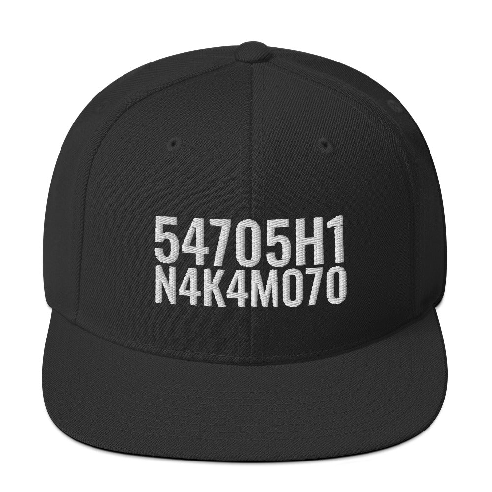 Satoshi Nakamoto Structured Snapback Cap with Flat Brim