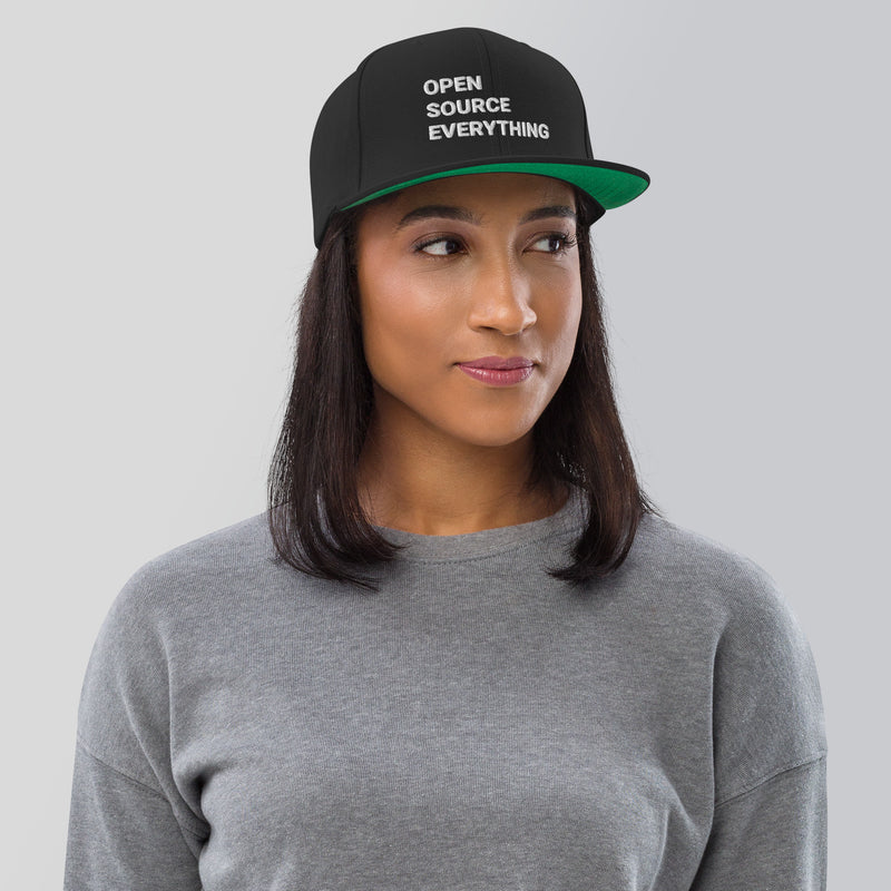 Open Source Everything Structured Snapback Cap with Flat Brim