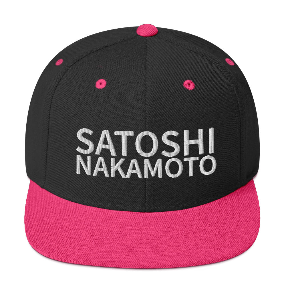 Satoshi Nakamoto Structured Snapback Cap with Flat Brim