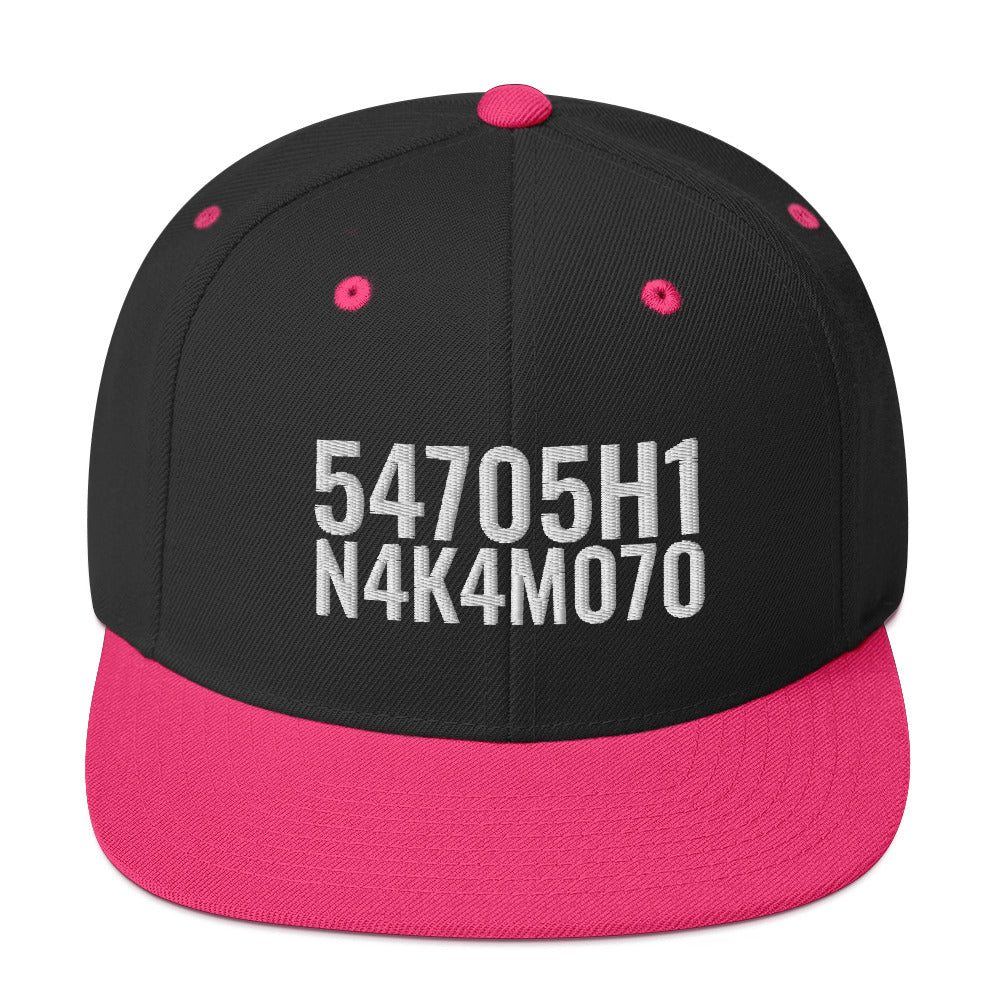 Satoshi Nakamoto Structured Snapback Cap with Flat Brim