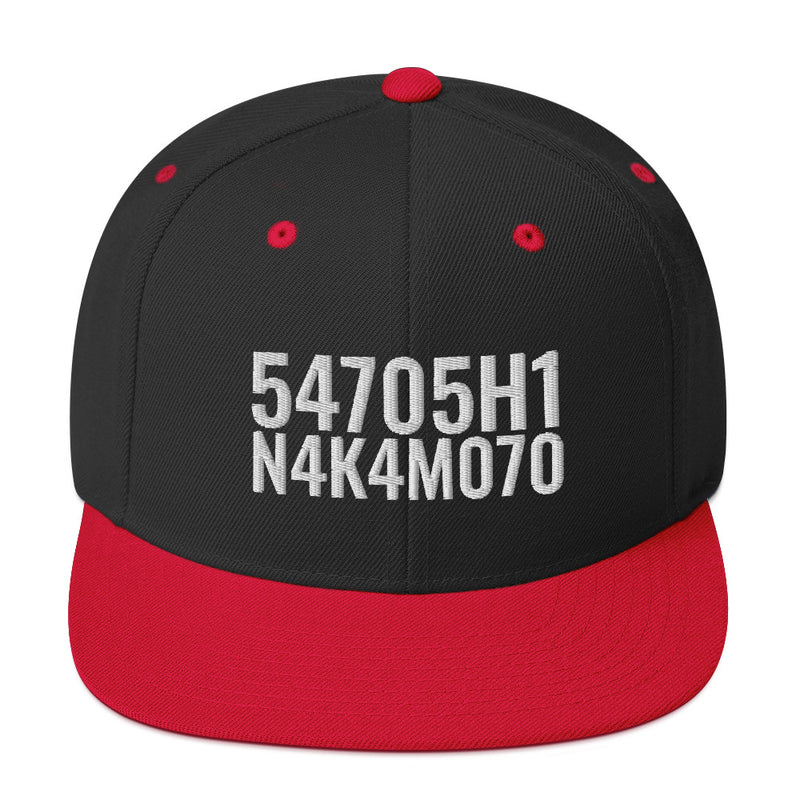 Satoshi Nakamoto Structured Snapback Cap with Flat Brim