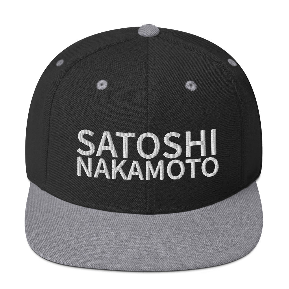 Satoshi Nakamoto Structured Snapback Cap with Flat Brim