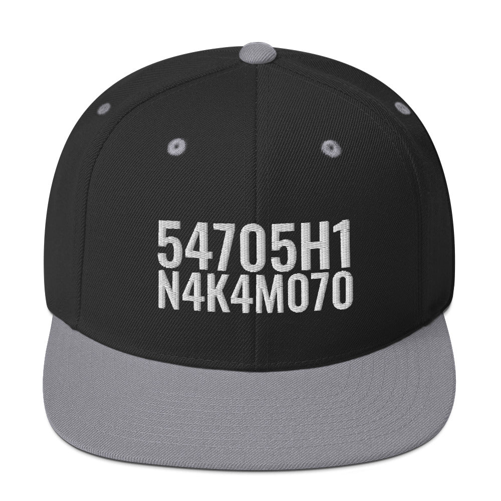 Satoshi Nakamoto Structured Snapback Cap with Flat Brim