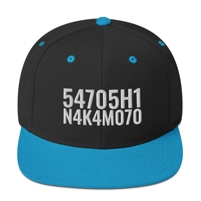 Satoshi Nakamoto Structured Snapback Cap with Flat Brim