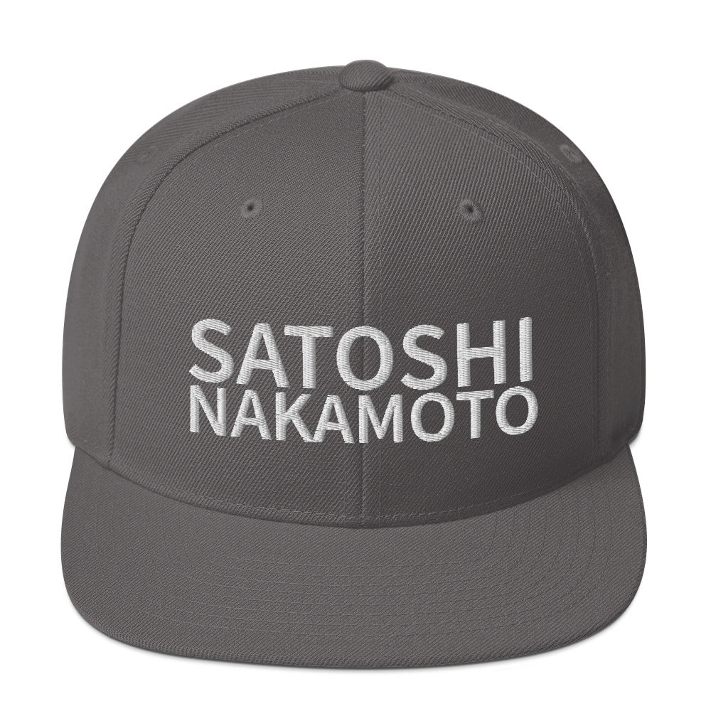 Satoshi Nakamoto Structured Snapback Cap with Flat Brim