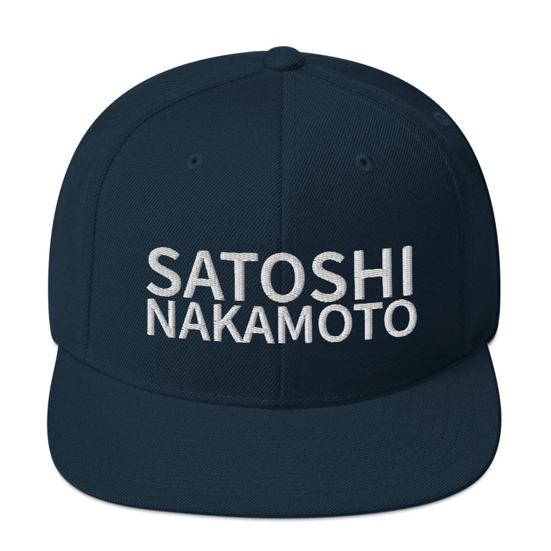 Satoshi Nakamoto Structured Snapback Cap with Flat Brim
