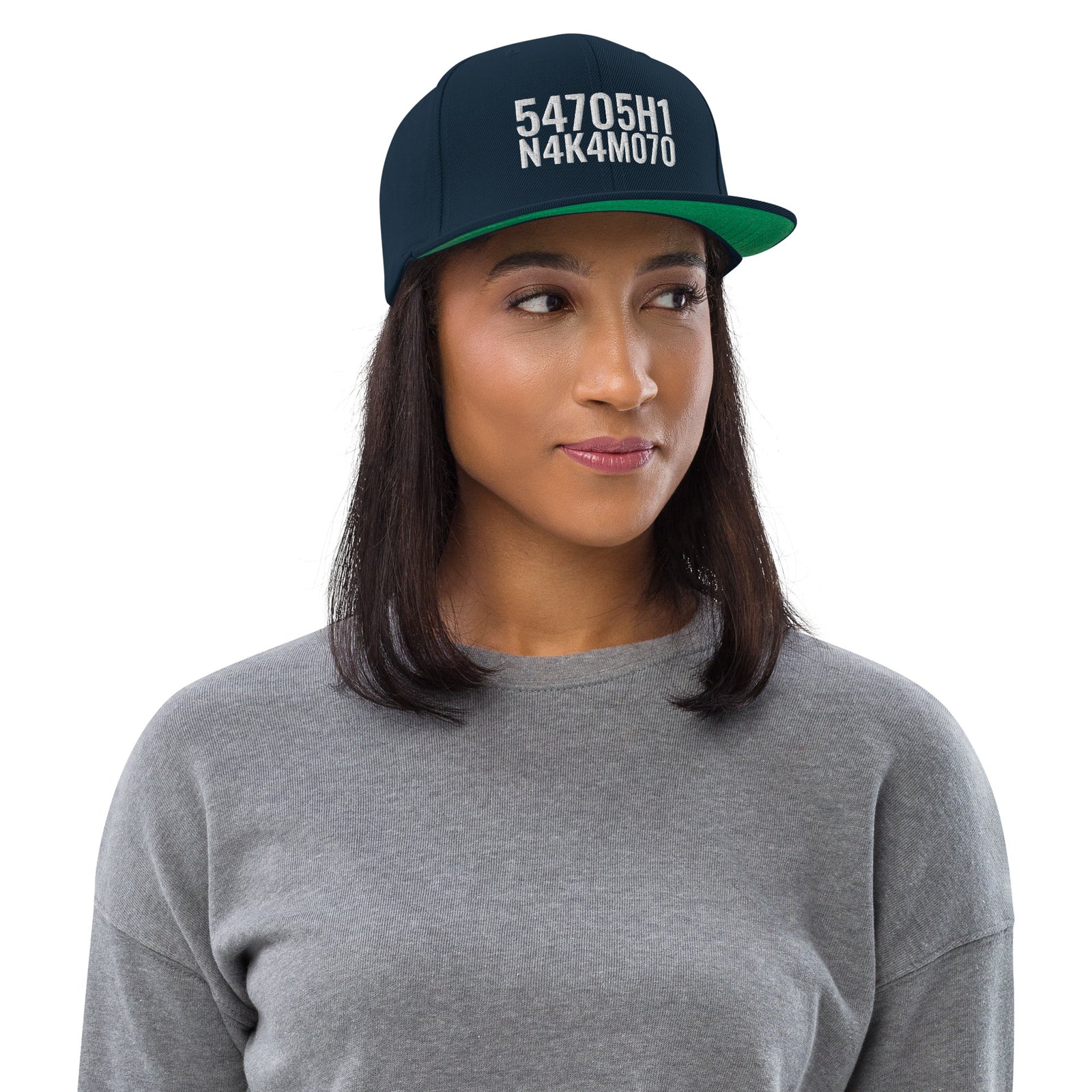 Satoshi Nakamoto Structured Snapback Cap with Flat Brim