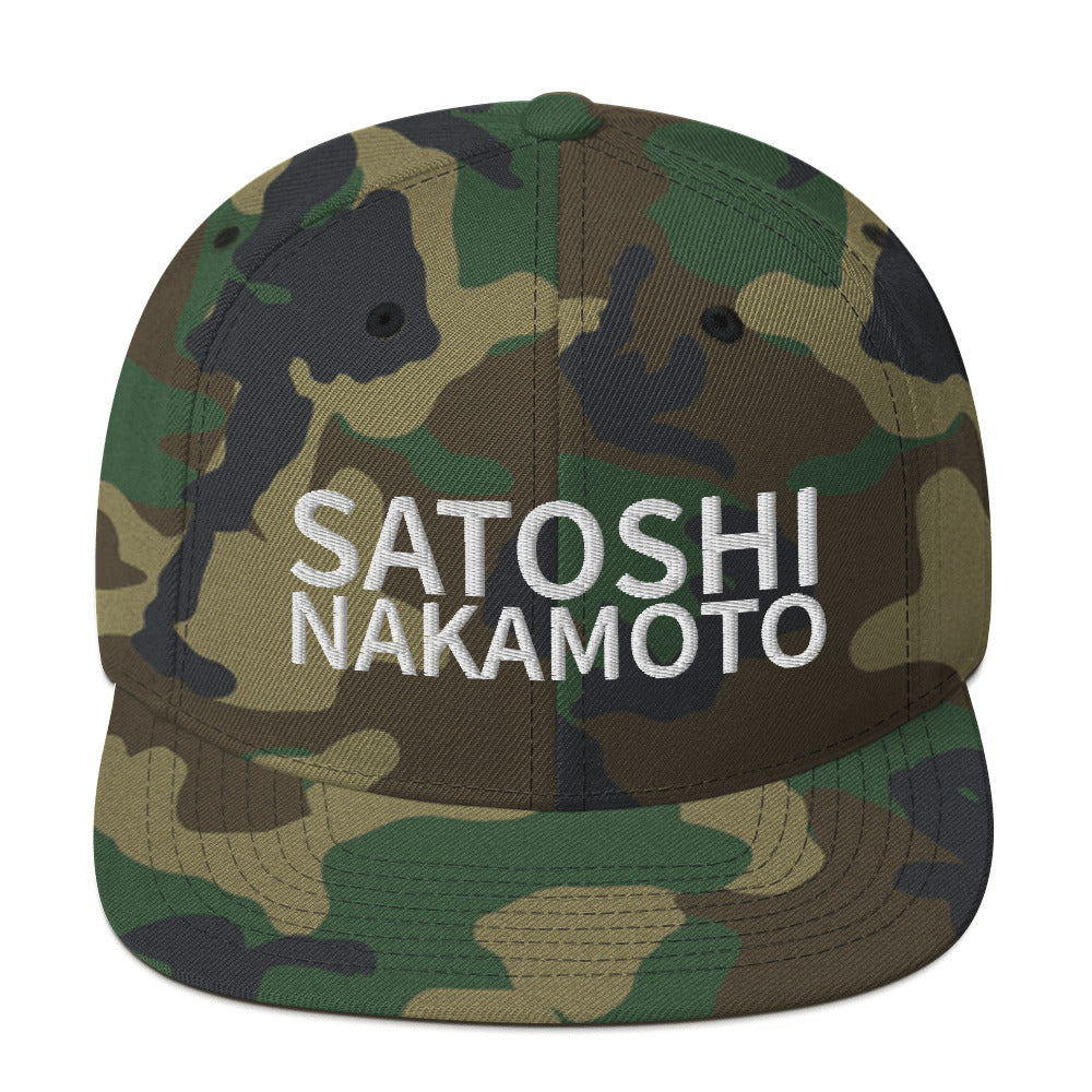 Satoshi Nakamoto Structured Snapback Cap with Flat Brim