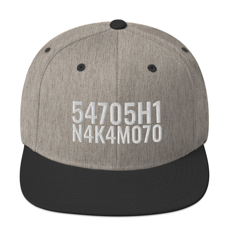 Satoshi Nakamoto Structured Snapback Cap with Flat Brim